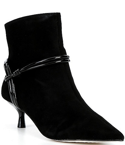 Donald Pliner Saylor Suede Point Toe Kitten Heeled Booties