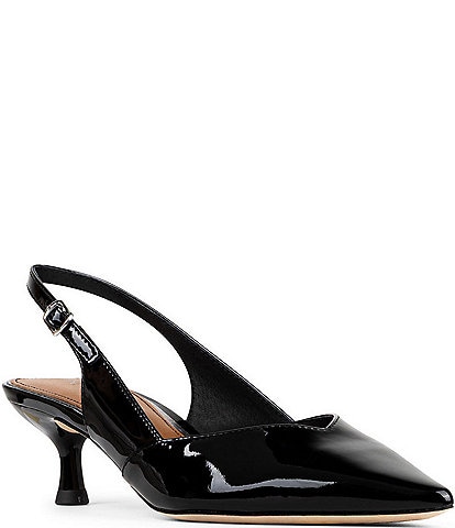 Donald Pliner Soda Patent Leather Pointed Toe Slingback Kitten Heel Pumps