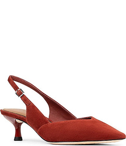 Donald Pliner Soda Suede Pointed Toe Slingback Kitten Heel Pumps
