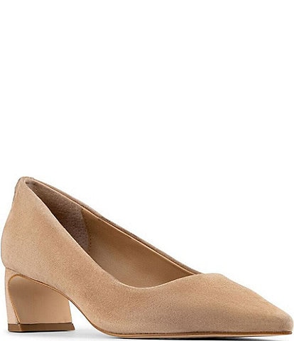 Donald Pliner Talani Suede Pointed Toe Block Heel Pumps