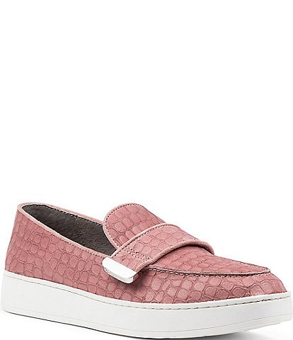 Donald Pliner Tamara Crocodile Embossed Leather Slip-On Sneakers