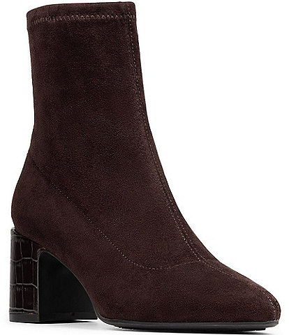 Donald Pliner Tomos Stretch Croco Embossed Block Heel Booties