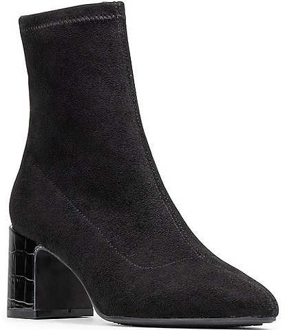 Donald Pliner Tomos Stretch Croco Embossed Block Heel Booties
