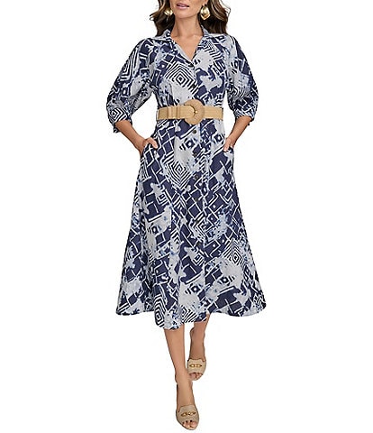 Donna Karan Abstract Print Button Front Shirt Dress