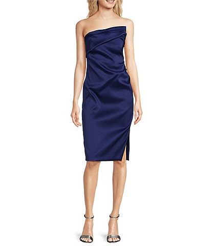 Donna Karan Asymmetrical Strapless Neck Sheath Dress