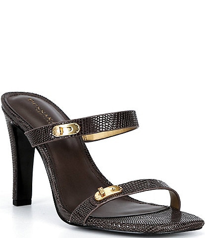 Donna Karan Bailey Double Banded Lizard Print Dress Mules