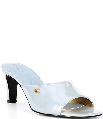 Donna Karan Belarose Patent Mid Heel Dress Slide Sandals