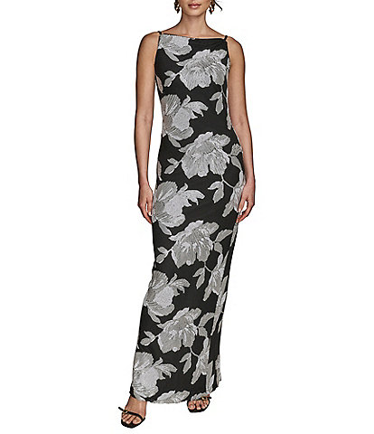 Donna Karan Boat Neck Floral Print Sheath Dress
