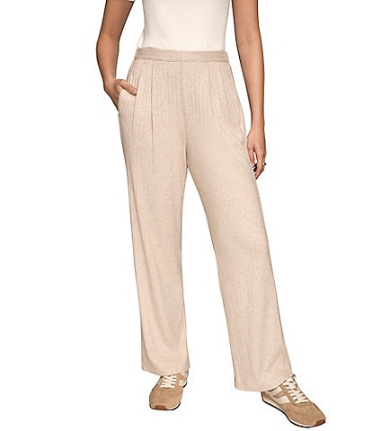 Donna Karan Brushed Rib Mid Rise Pull-On Pants