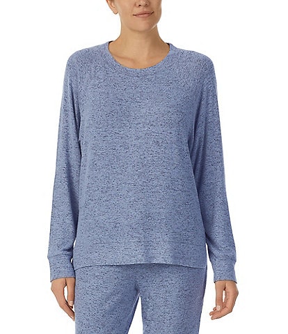 Donna Karan Brushed Sweater Knit Long Sleeve Round Neck Coordinating Lounge Top