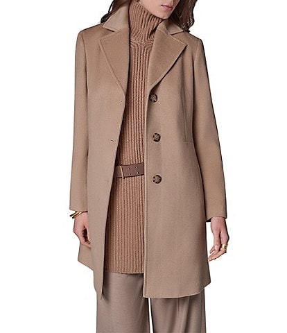 Donna Karan Cashmere Blend Notch Collar Single Breasted Reefer Coat