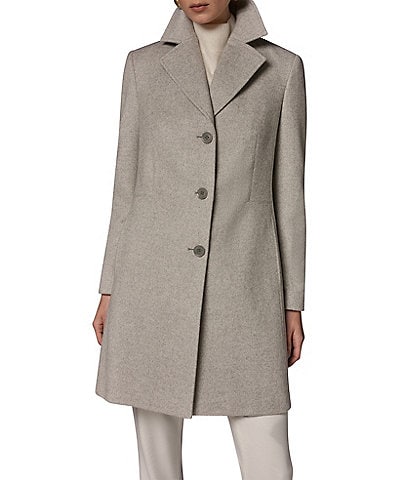 Donna Karan Cashmere Blend Notch Collar Single Breasted Reefer Coat
