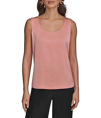 Donna Karan Charmeuse Scoop Neck Sleeveless Layering Cami