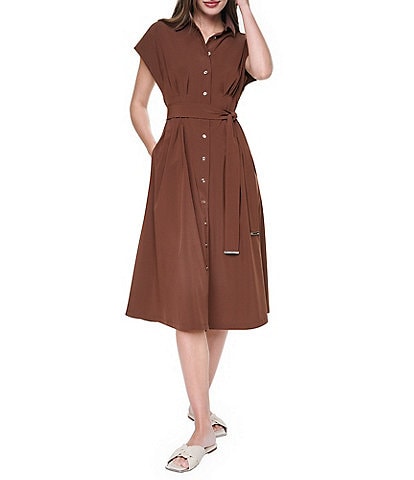 Donna Karan Collared Button Front Shirt Dress