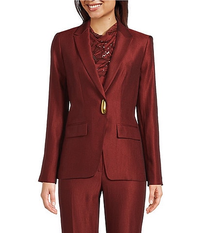 Donna Karan Coordinating Liquid Shine Notch Lapel One Button Jacket