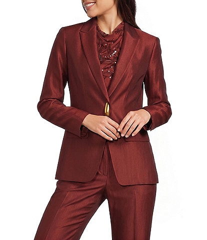 Donna Karan Coordinating Liquid Shine Notch Lapel One Button Jacket