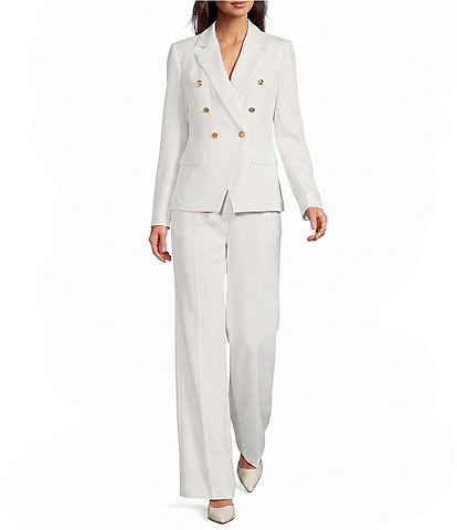 Donna Karan Coordinating Pinstripe Double Breasted Notch Lapel Blazer