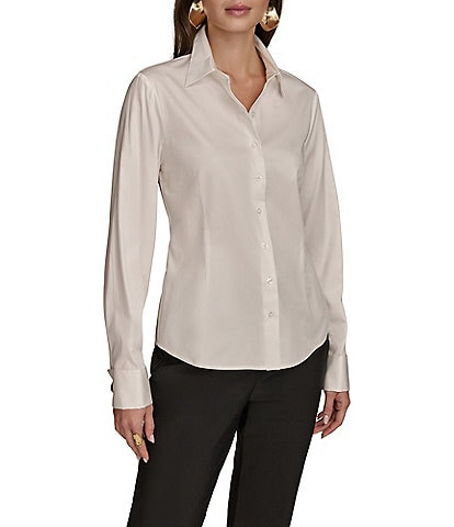 Donna Karan Cotton Sateen Hardware Cuff Shirt