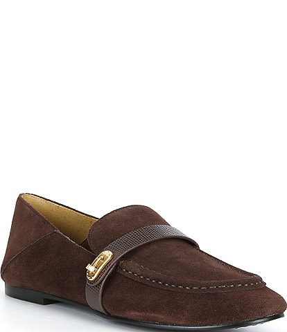Donna Karan Danica Turn Lock Suede Loafers