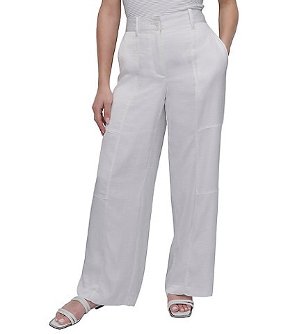 Donna Karan Flat Front Wide Leg Glazed Dressing Cargo Pants