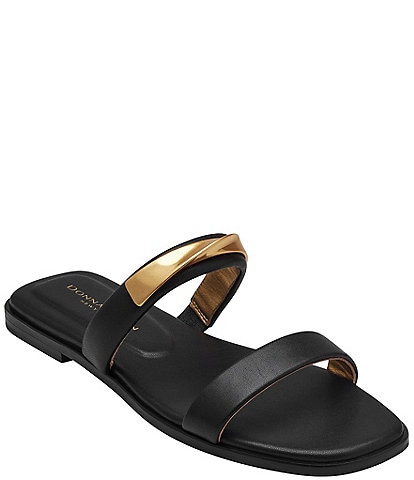 Donna Karan Harmoni Leather Slide Sandals