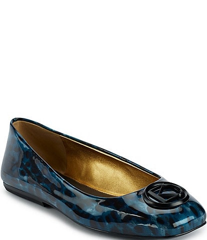 Donna Karan Kylee Ocelot Print Patent Ballet Flats