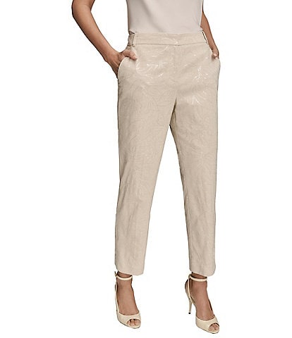 Donna Karan Linen Blend Embellished Straight Leg Pants