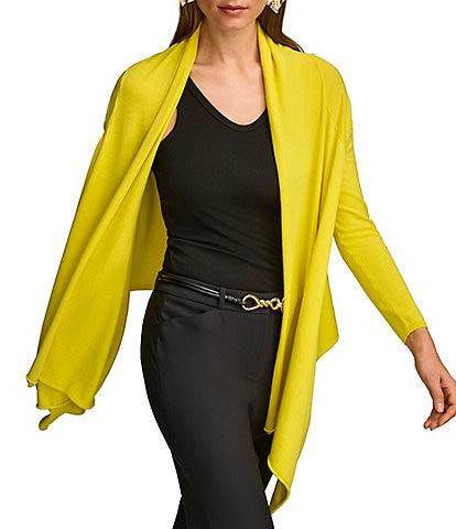 Donna Karan Long Sleeve Open Drape Front Cardigan