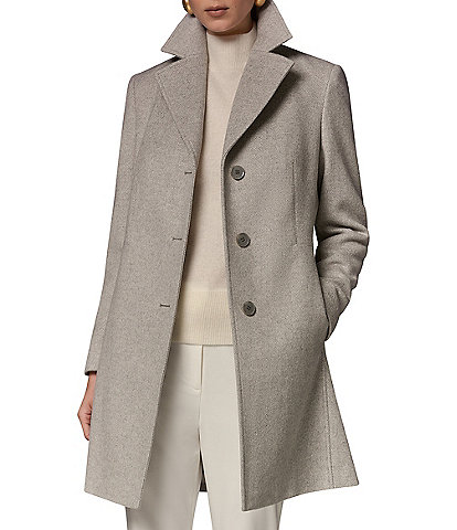 Donna Karan Petite Size Notch Collar Single Breasted Reefer Coat