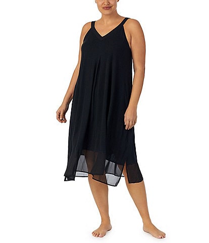 Donna Karan Plus Size Sleeveless V-Neck Long Knit Nightgown