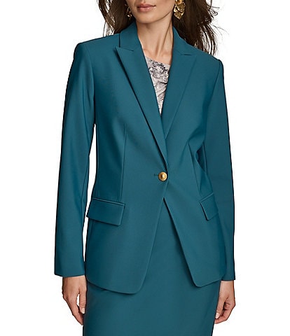 Donna Karan Precision Ponte Lapel Collar 1-Button Blazer