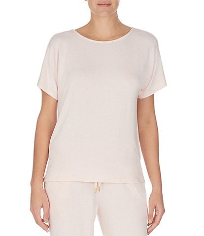 Donna Karan Round Neck Short Sleeve Coordinating Pajama Sleep Top