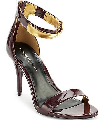 Donna Karan Sabina Patent Ankle Strap Dress Sandals