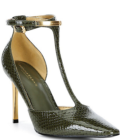 Donna Karan Samuel T Strap Bubble Patent Faux Leather Pumps
