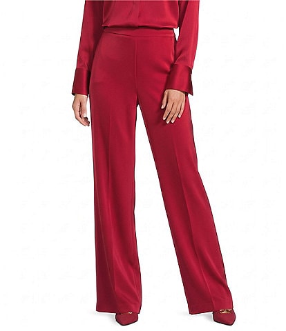 Donna Karan Satin Charmeuse Flat Front High Rise Full Length Coordinating Pants