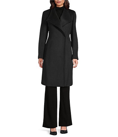 DKNY by Donna Karan Shawl Collar One Button Wool Blend Coat