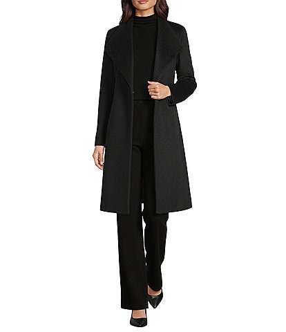 DKNY by Donna Karan Shawl Collar One Button Wool Blend Coat