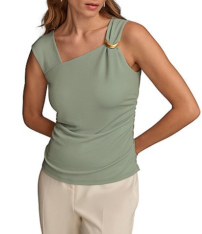 Donna Karan Sleeveless Asymmetrical Ruched Top