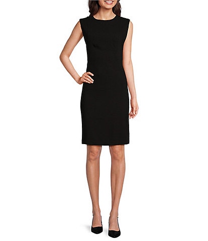 Donna Karan Sleeveless Crew Neck Sheath Dress