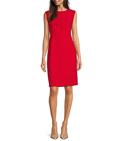 Donna Karan Sleeveless Crew Neck Sheath Dress