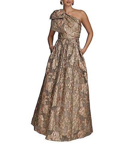Donna Karan Sleeveless One Shoulder Jacquard Ball Gown