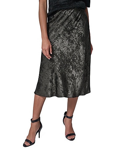 Donna Karan Soft Foil Midi Length A-Line Skirt