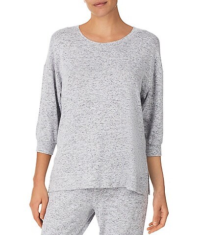 Donna Karan Solid 3/4 Sleeve Round Neck Knit Coordinating Sleep Top