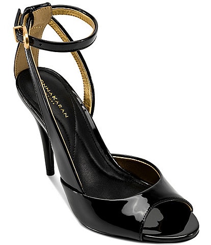 Donna Karan Somerset Patent Leather Ankle Strap Sandals