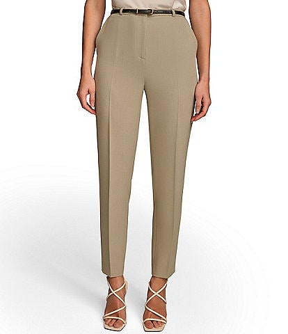Donna Karan Stretch Crepe Side Pocket Slim Ankle Length Pants
