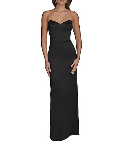 Donna Karan Stretch Mikado Strapless Sweetheart Column Gown