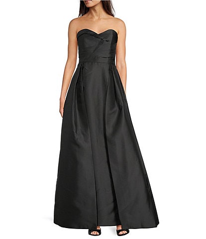 Donna Karan Sweetheart Neck Mikado Twill Satin Dress