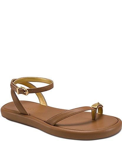 Donna Karan Tabitha Ankle Wrap Toe Loop Hardware Detail Sandals