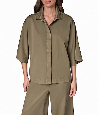 Donna Karan The Bali Dolman Denim Button Front Shirt