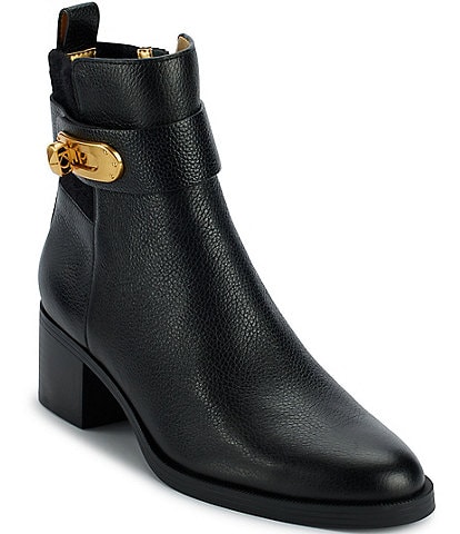 Donna Karan Thompson Leather Turnlock Booties